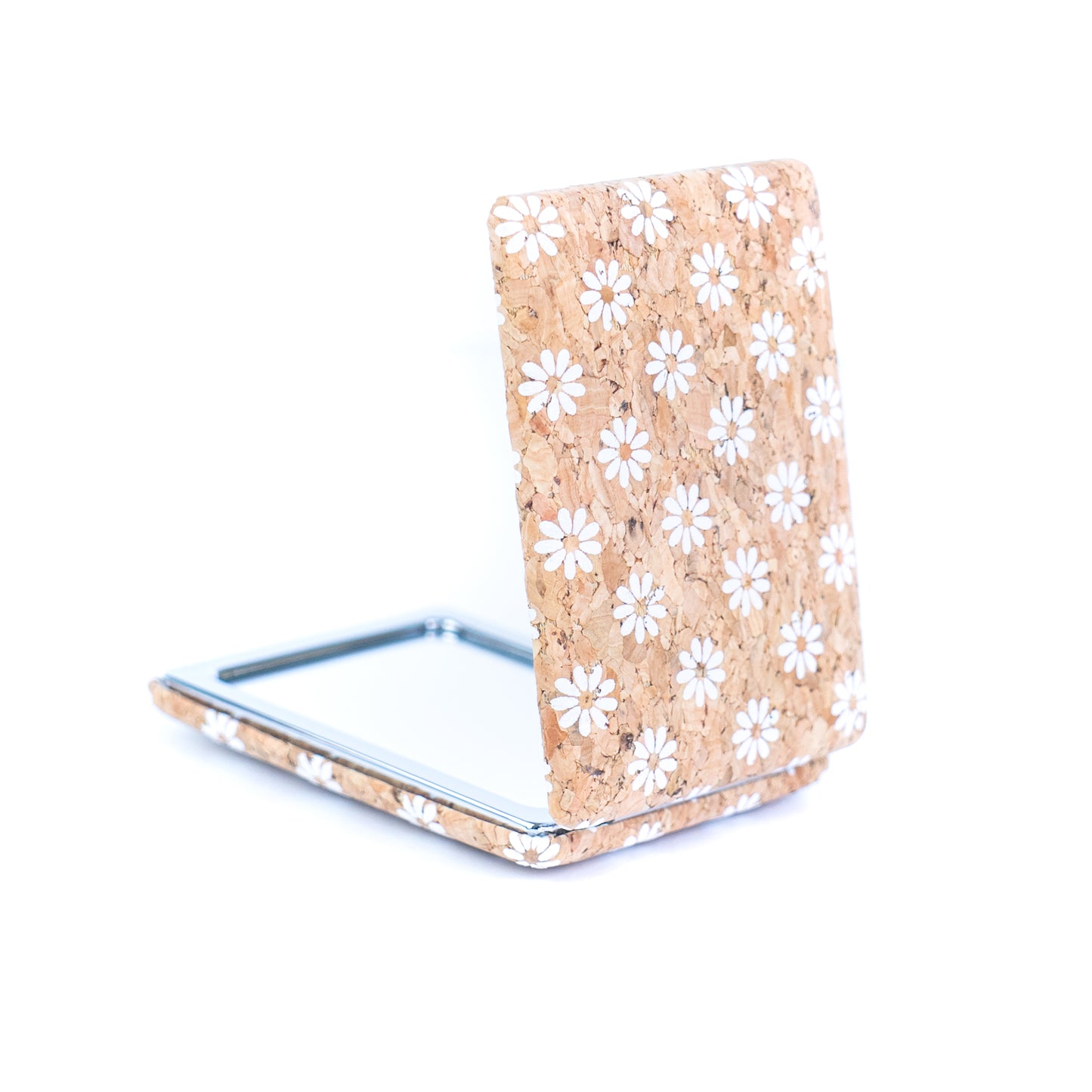 12pcs | Cork Compact Mirror Dual Mirror — Round & Heart Shape L-1194