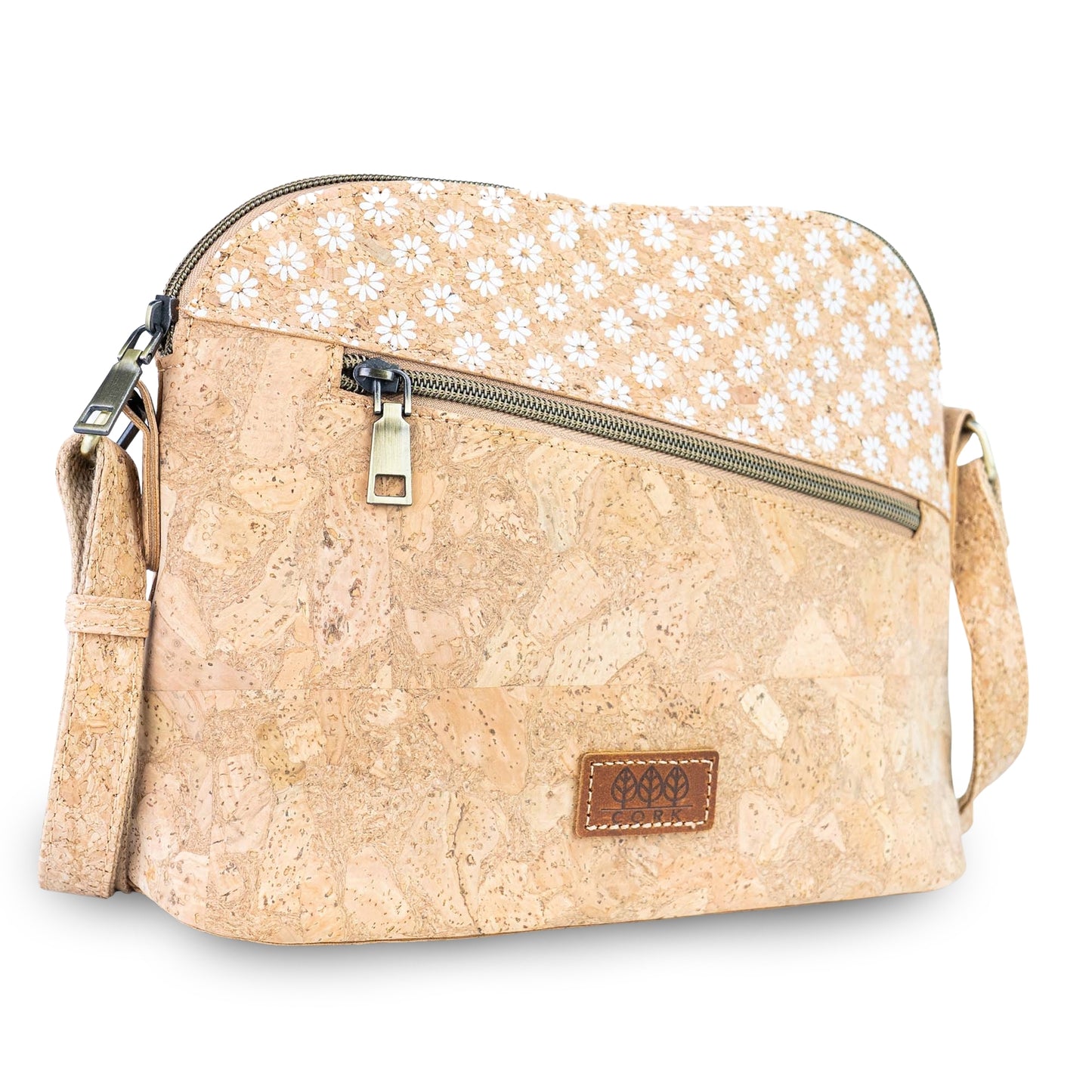 Natural Cork Crossbody Bag with Printed Accent BAGD-659