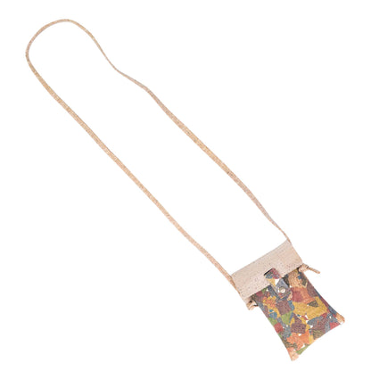 5pcs | Cork Phone Crossbody Bag | Multicolor Patchwork, Snap Closure & Cork Strap BAGP-370