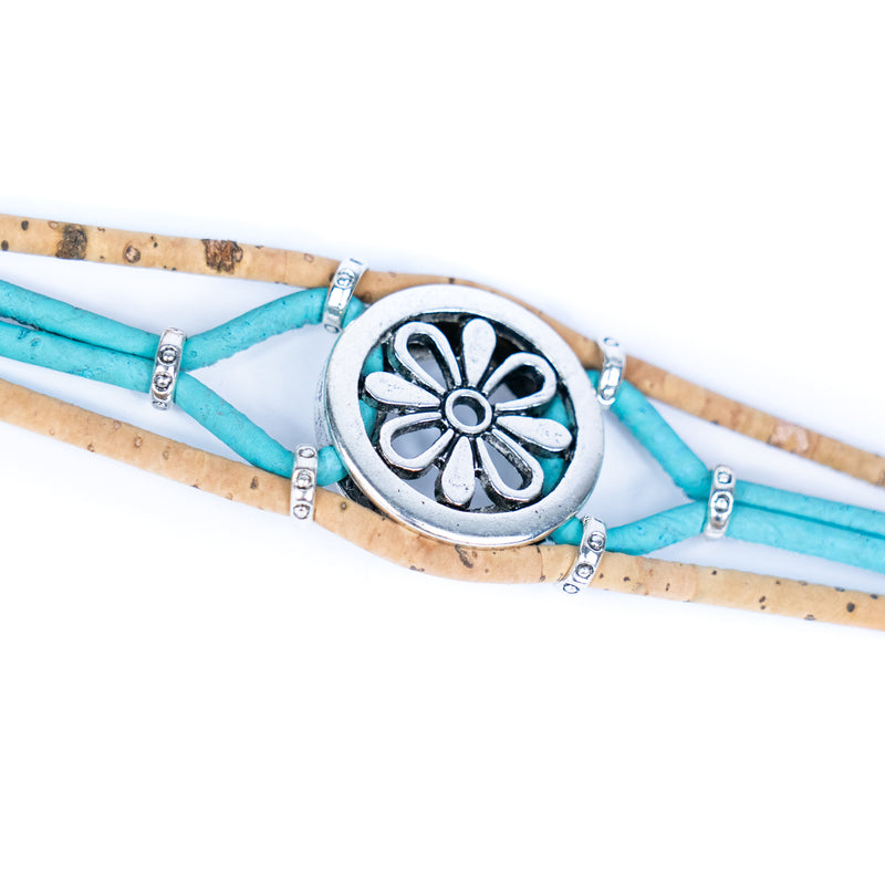 Natural cork flower pattern handmade bracelet ， fashion ladies braceletBR-485-MIX-5（new）
