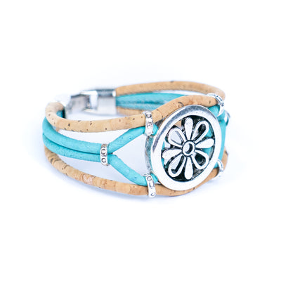 Natural cork flower pattern handmade bracelet ， fashion ladies braceletBR-485-MIX-5（new）