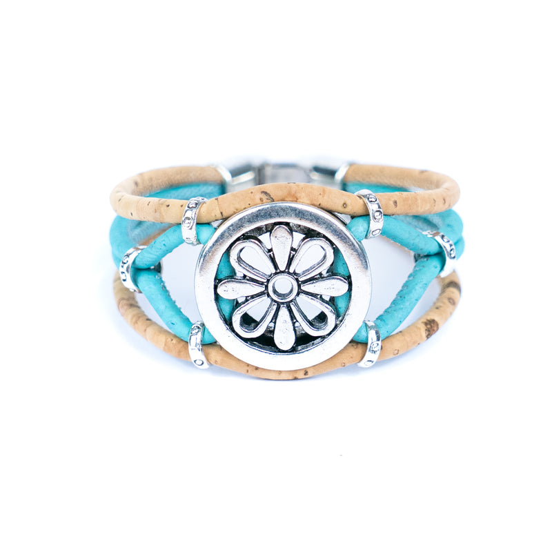 Natural cork flower pattern handmade bracelet ， fashion ladies braceletBR-485-MIX-5（new）