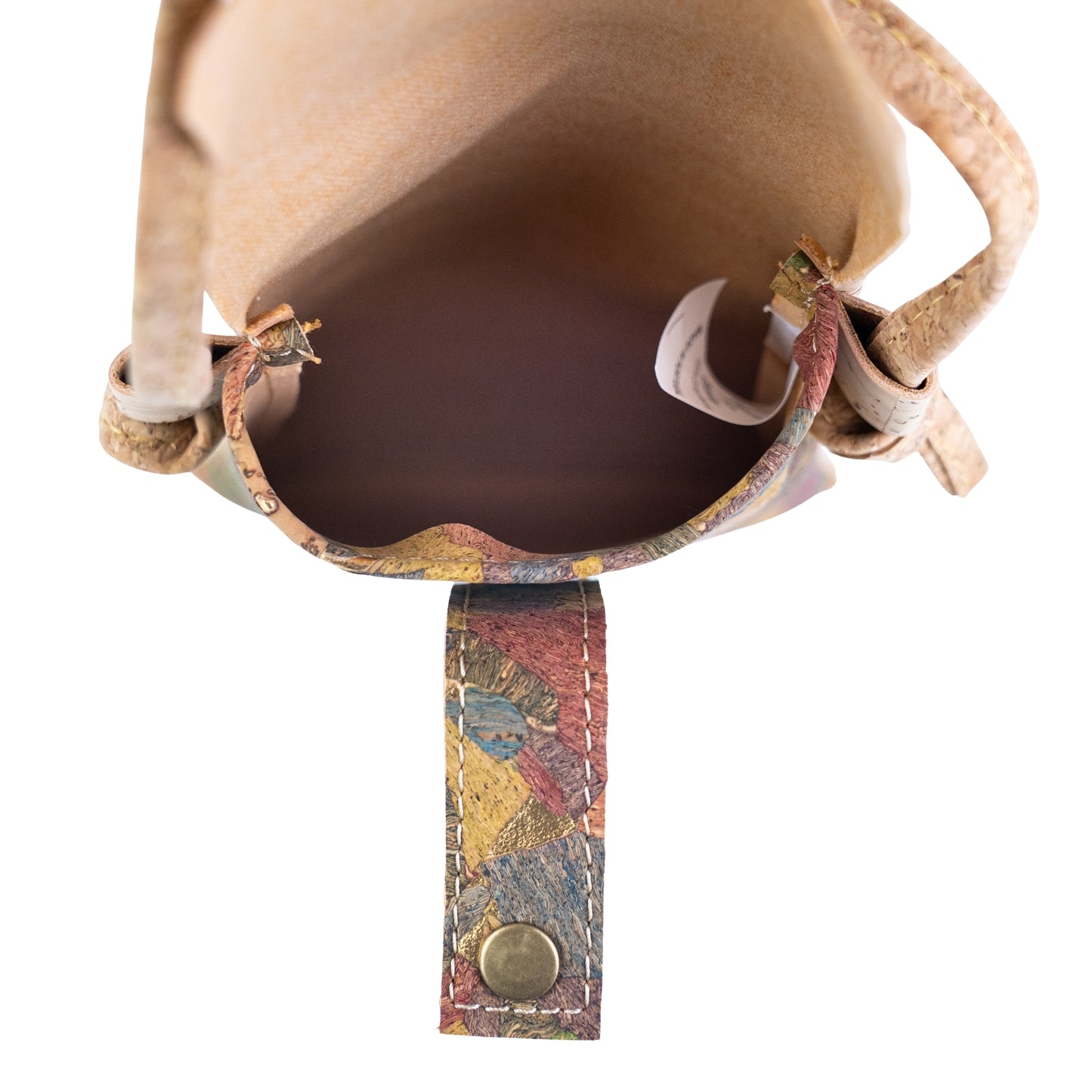 5pcs | Cork Phone Crossbody Bag | Multicolor Patchwork, Snap Closure & Cork Strap BAGP-370