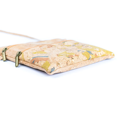 Cork Crossbody Bag with Triple Zippers BAGP-321-GH