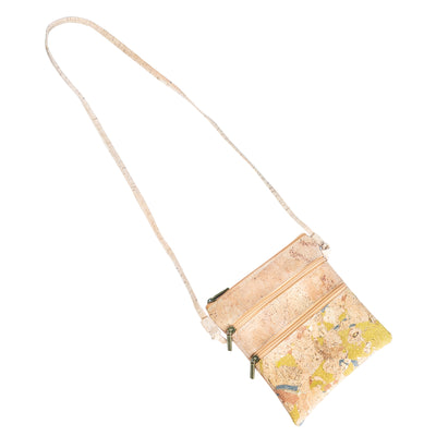 Cork Crossbody Bag with Triple Zippers BAGP-321-GH