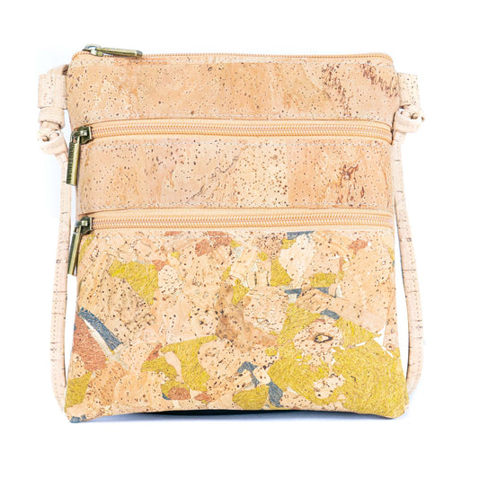 Cork Crossbody Bag with Triple Zippers BAGP-321-E