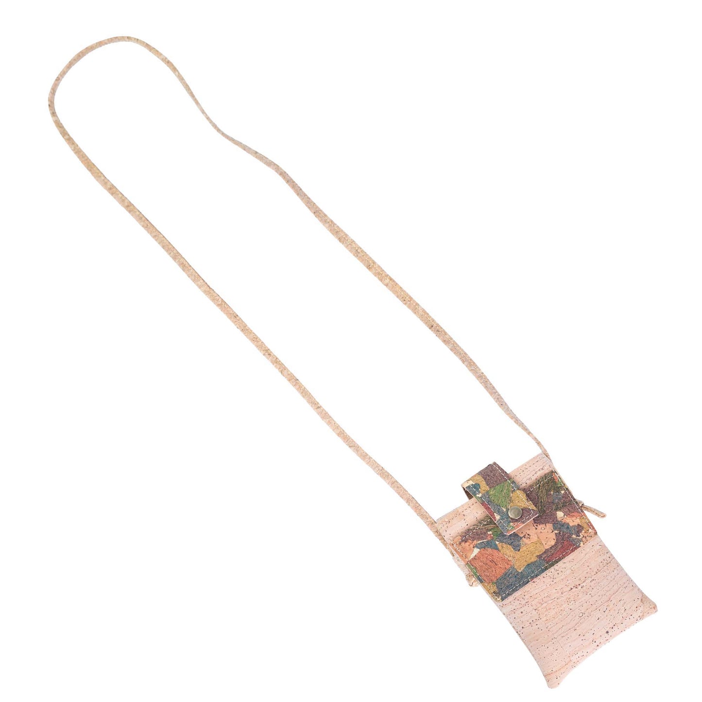 5pcs | Cork Phone Crossbody Bag | Patchwork Flap, Snap Closure & Cork Rope Strap BAGP-371