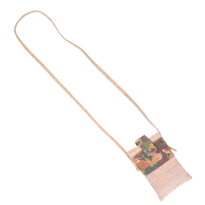 5pcs | Cork Phone Crossbody Bag | Patchwork Flap, Snap Closure & Cork Rope Strap BAGP-371