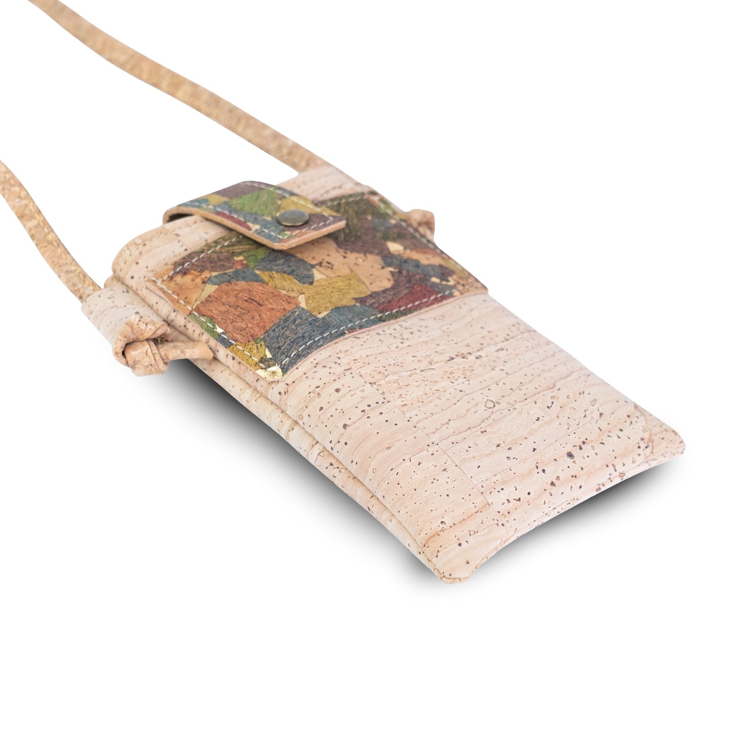5pcs | Cork Phone Crossbody Bag | Patchwork Flap, Snap Closure & Cork Rope Strap BAGP-371