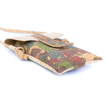 5pcs | Cork Phone Crossbody Bag | Flip Flap, Magnetic Snap & Side Zip — BAGP-372