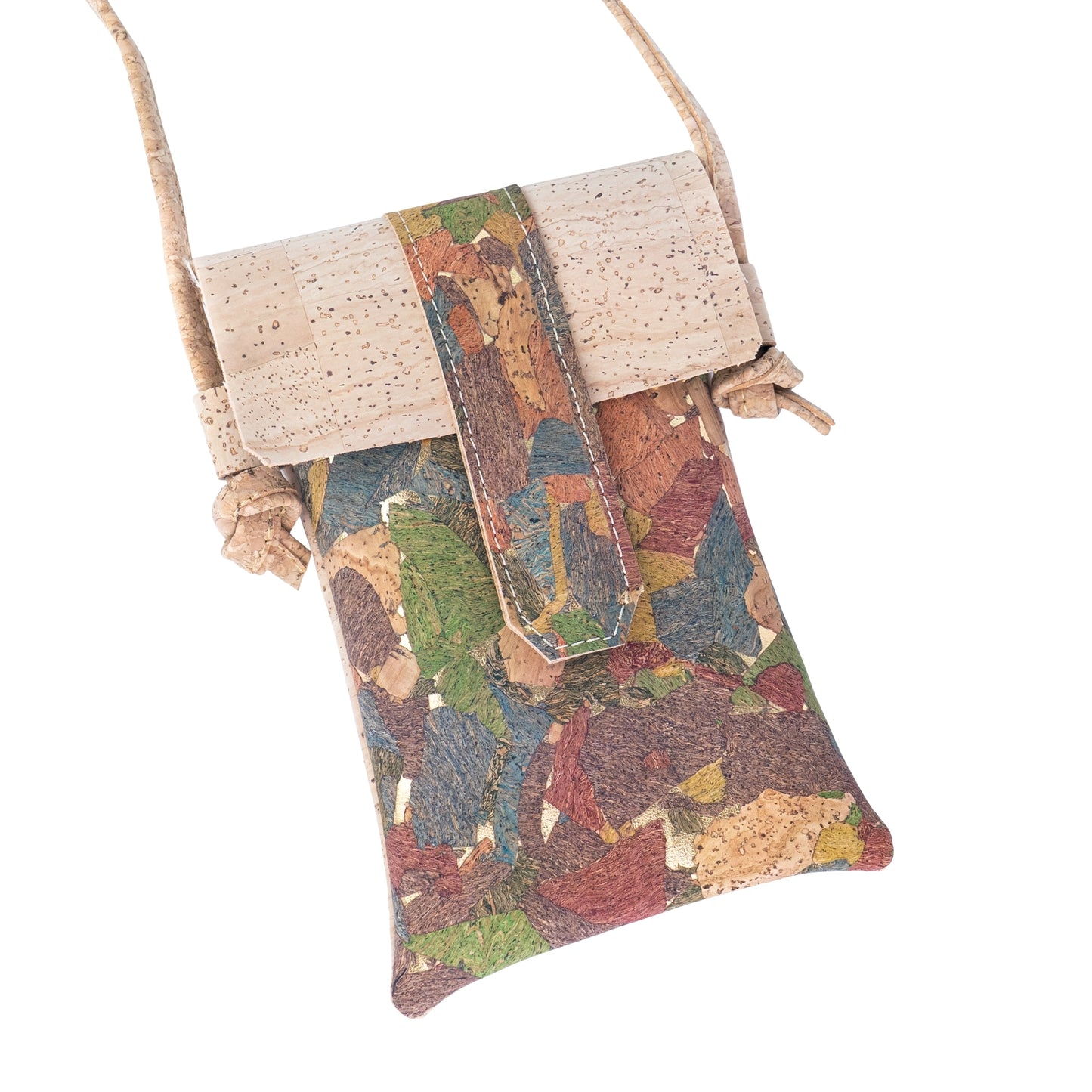 5pcs | Cork Phone Crossbody Bag | Flip Flap, Magnetic Snap & Side Zip — BAGP-372