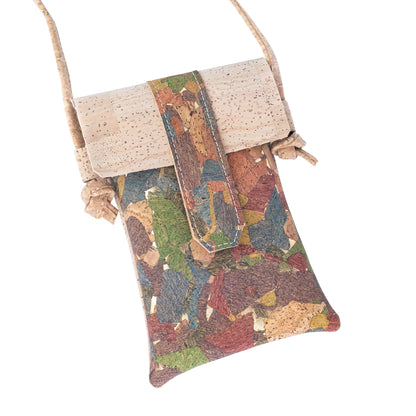 5pcs | Cork Phone Crossbody Bag | Flip Flap, Magnetic Snap & Side Zip — BAGP-372