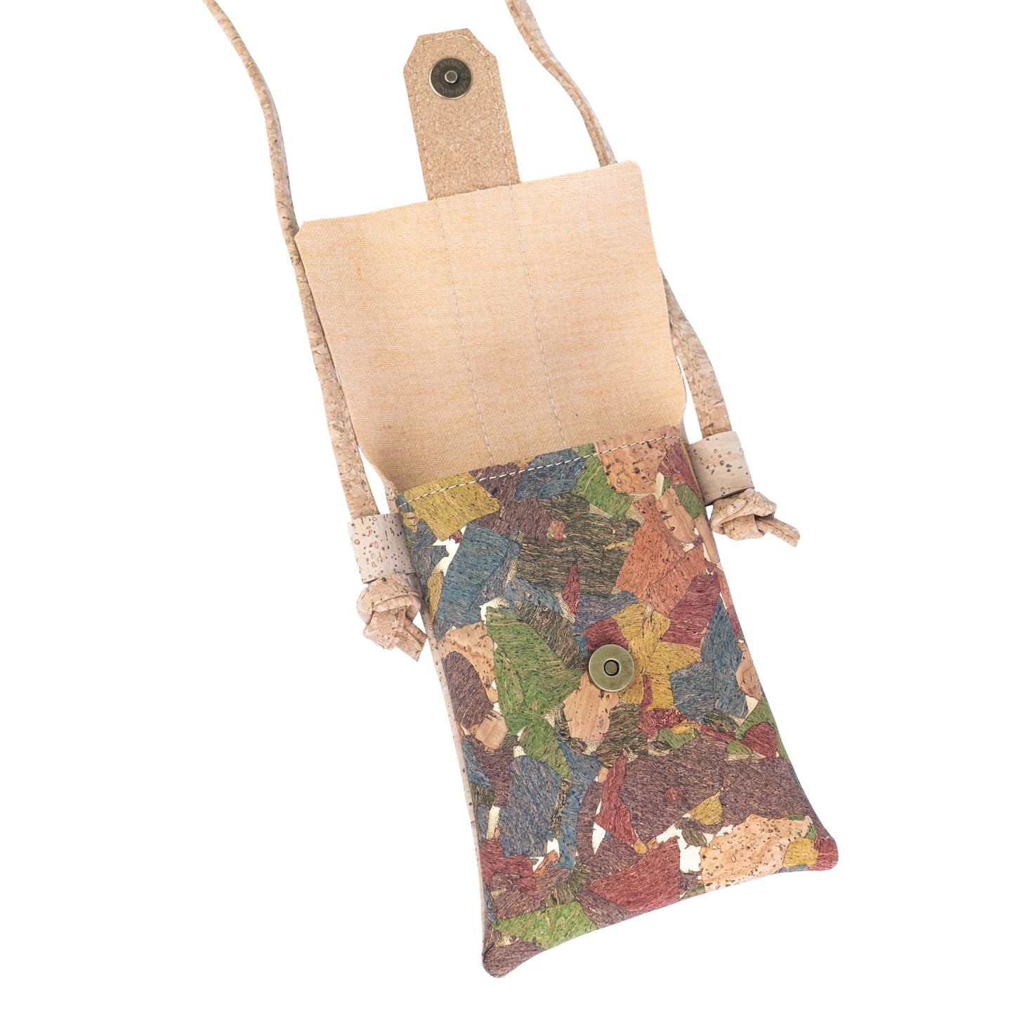 5pcs | Cork Phone Crossbody Bag | Flip Flap, Magnetic Snap & Side Zip — BAGP-372
