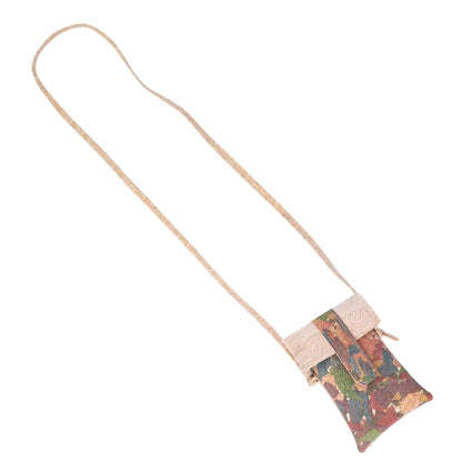 5pcs | Cork Phone Crossbody Bag | Flip Flap, Magnetic Snap & Side Zip — BAGP-372