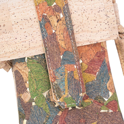 5pcs | Cork Phone Crossbody Bag | Flip Flap, Magnetic Snap & Side Zip — BAGP-372