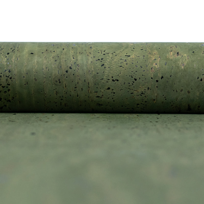 Premium Solid dark green Cork Fabric COF-124-B