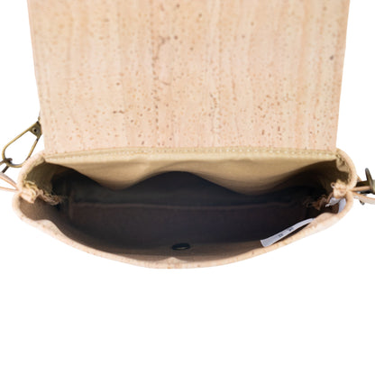 Natural Cork Crossbody Bag with Flap Closure — BAGP-380-C