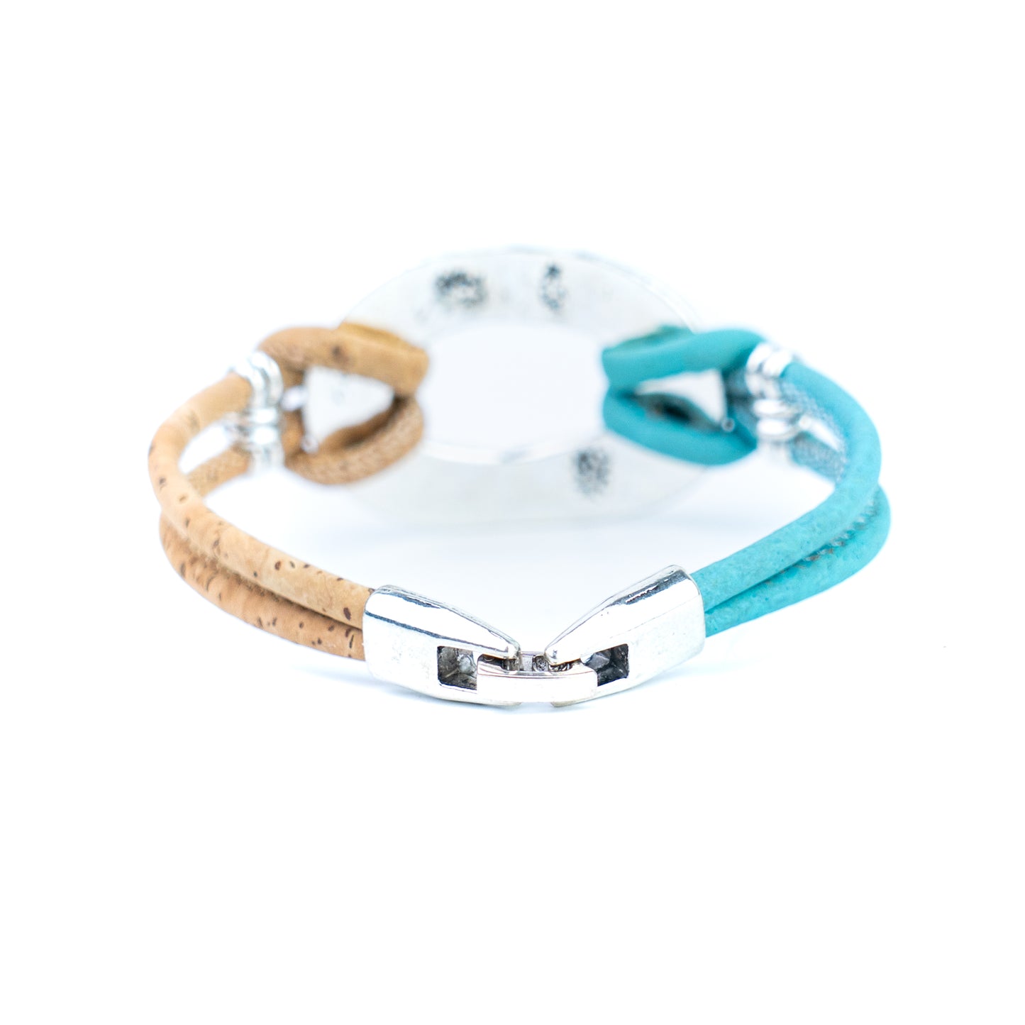Handmade Natural Cork Bracelet with Silver-Tone Oval – Pack of 5- BR-534-MIX-5