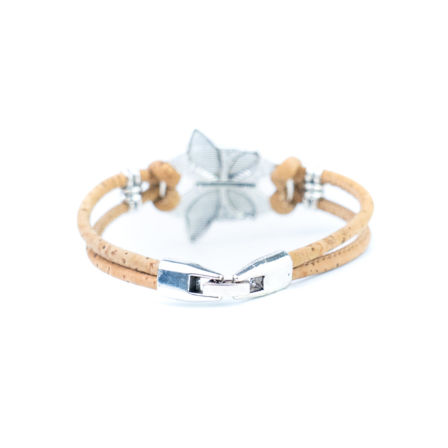 Natural Cork Bracelet with Silver-Tone Leaf Design  BR-535-A-5