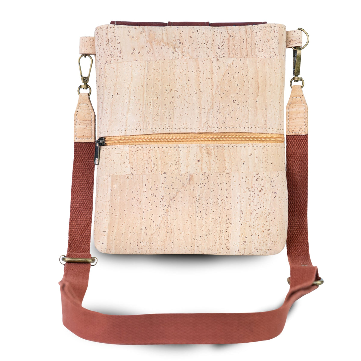 Natural Cork Crossbody Bag with Flap Closure — BAGP-380-C