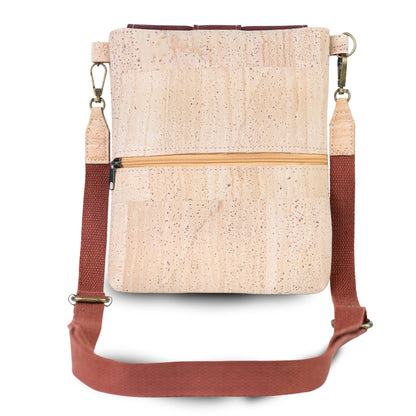 Natural Cork Crossbody Bag with Flap Closure — BAGP-380-C