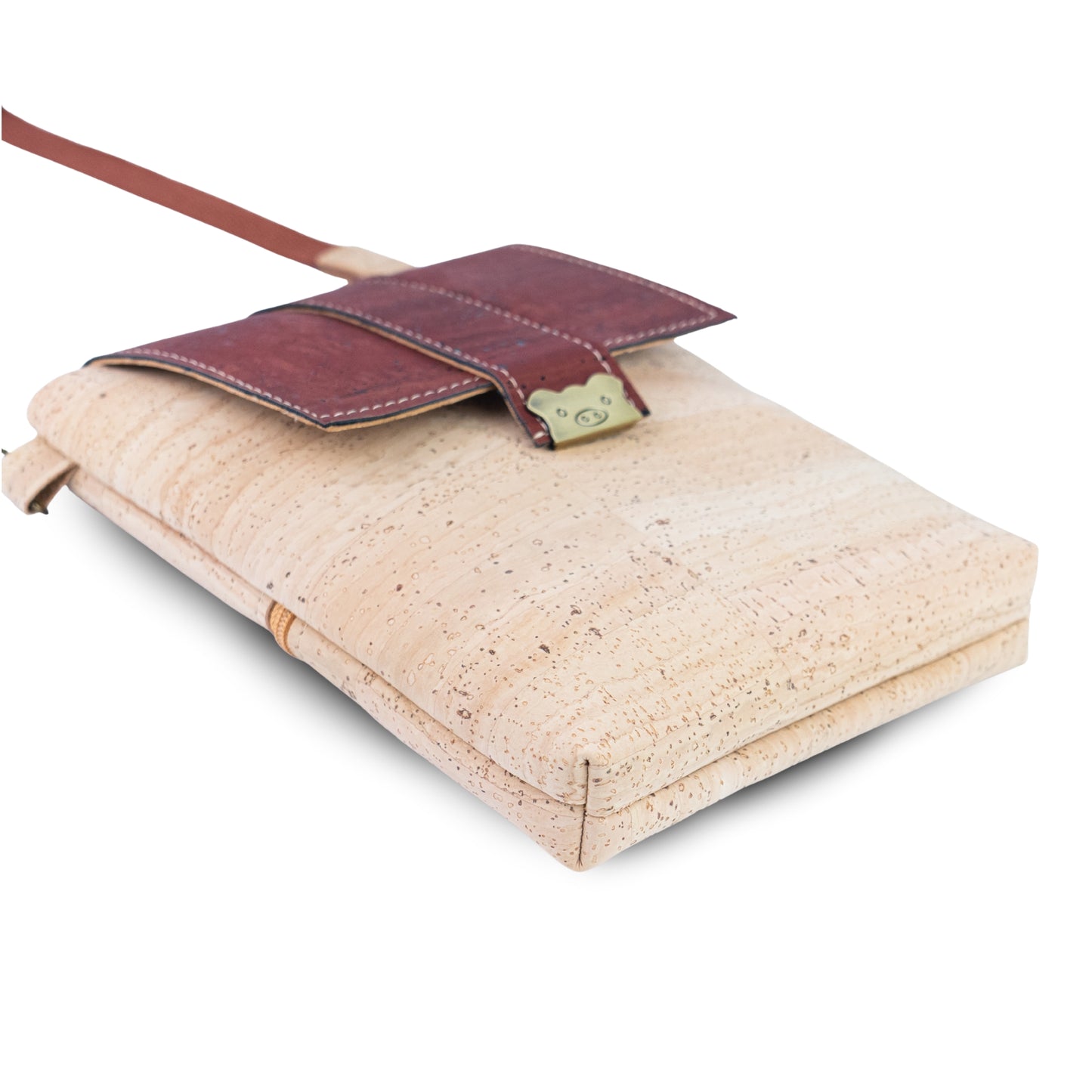 Natural Cork Crossbody Bag with Flap Closure — BAGP-380-C