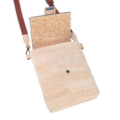 Natural Cork Crossbody Bag with Flap Closure — BAGP-380-C