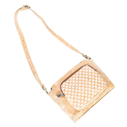Natural Cork Crossbody Bag with Printed Front Pocket BAGD-658