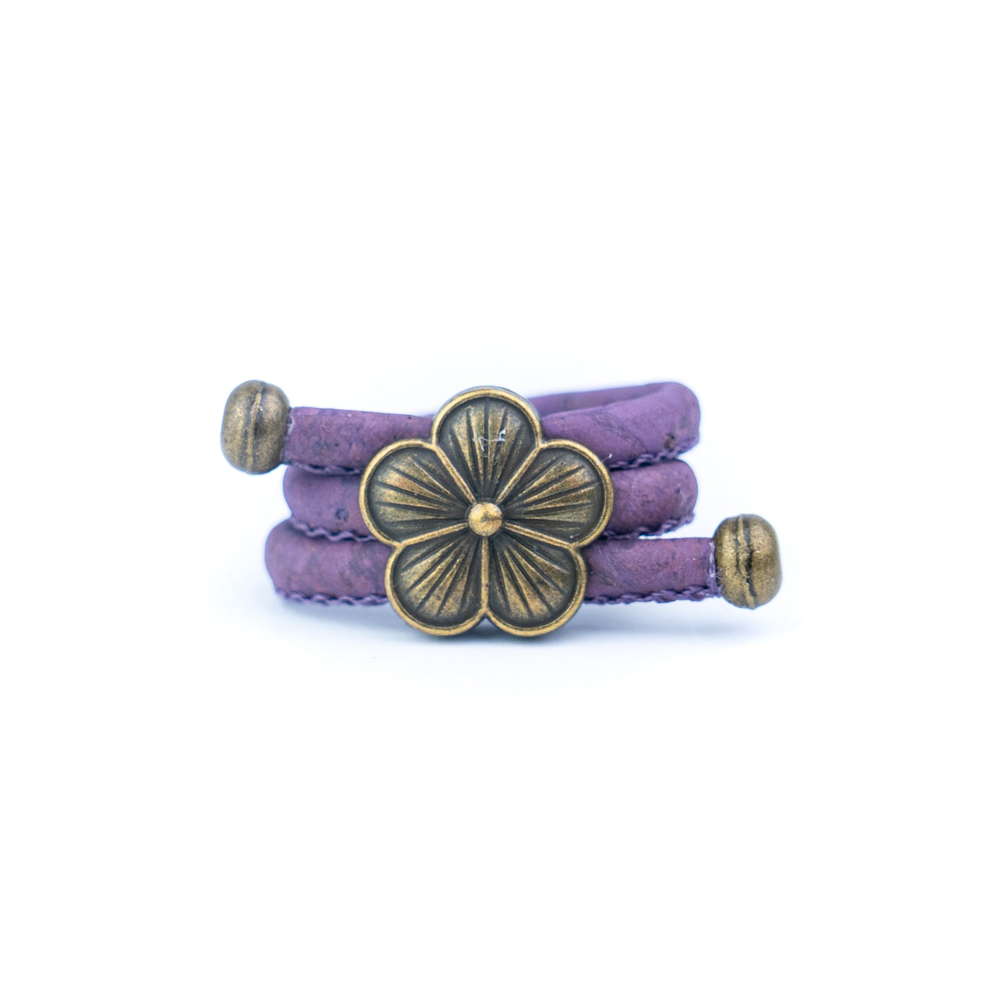 Colored Cork cord and bronze Flowers alloy hardware handmade women's ring  RW-044-MIX-10