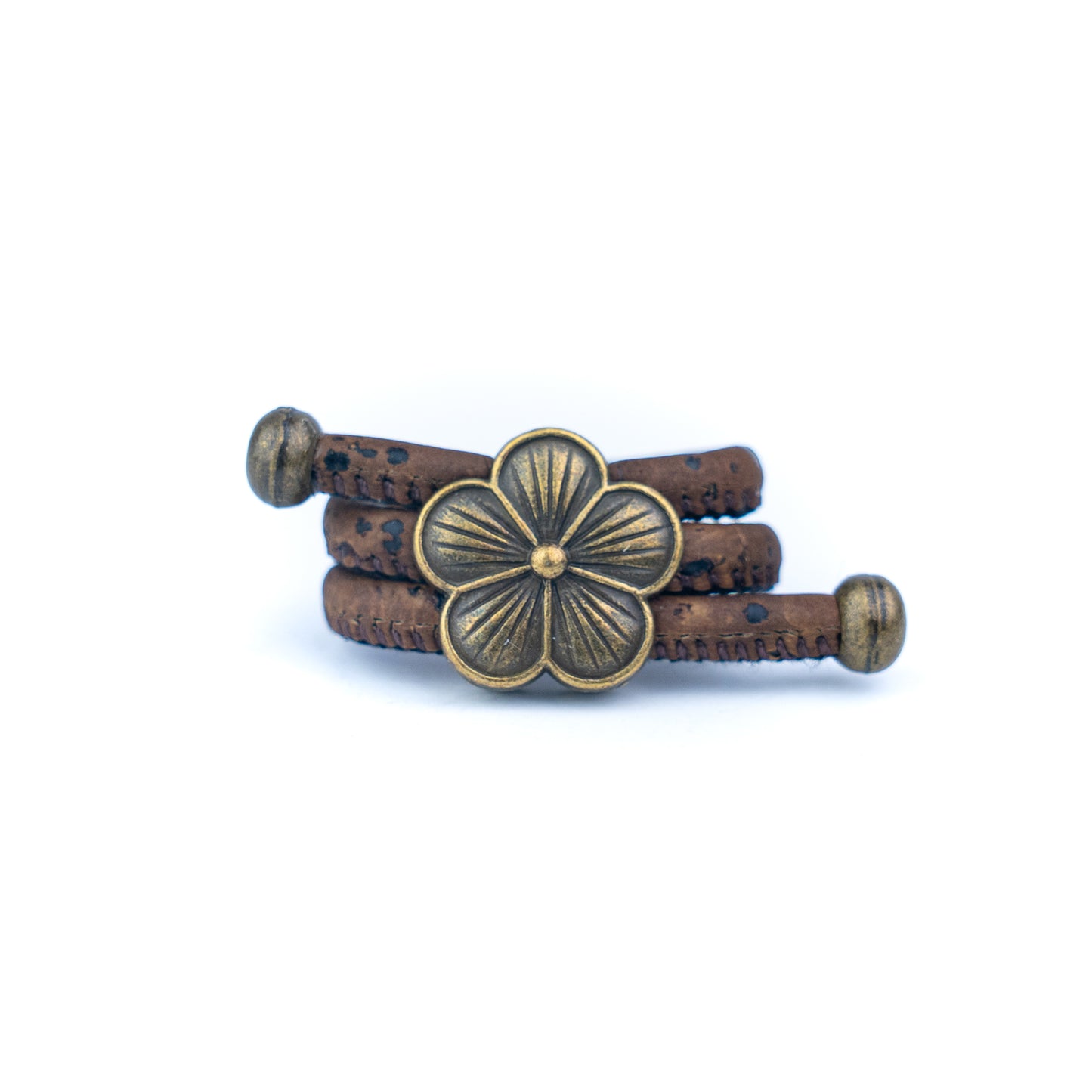 Colored Cork cord and bronze Flowers alloy hardware handmade women's ring  RW-044-MIX-10