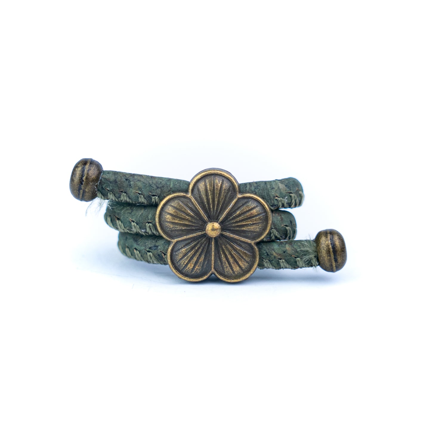 Colored Cork cord and bronze Flowers alloy hardware handmade women's ring  RW-044-MIX-10