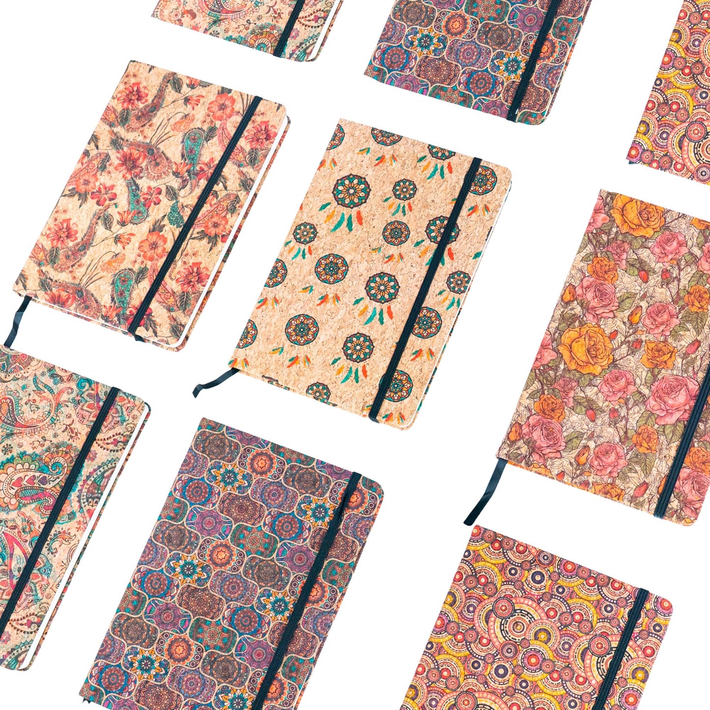 Cork Notebook with Mosaic and Floral Designs L-1157