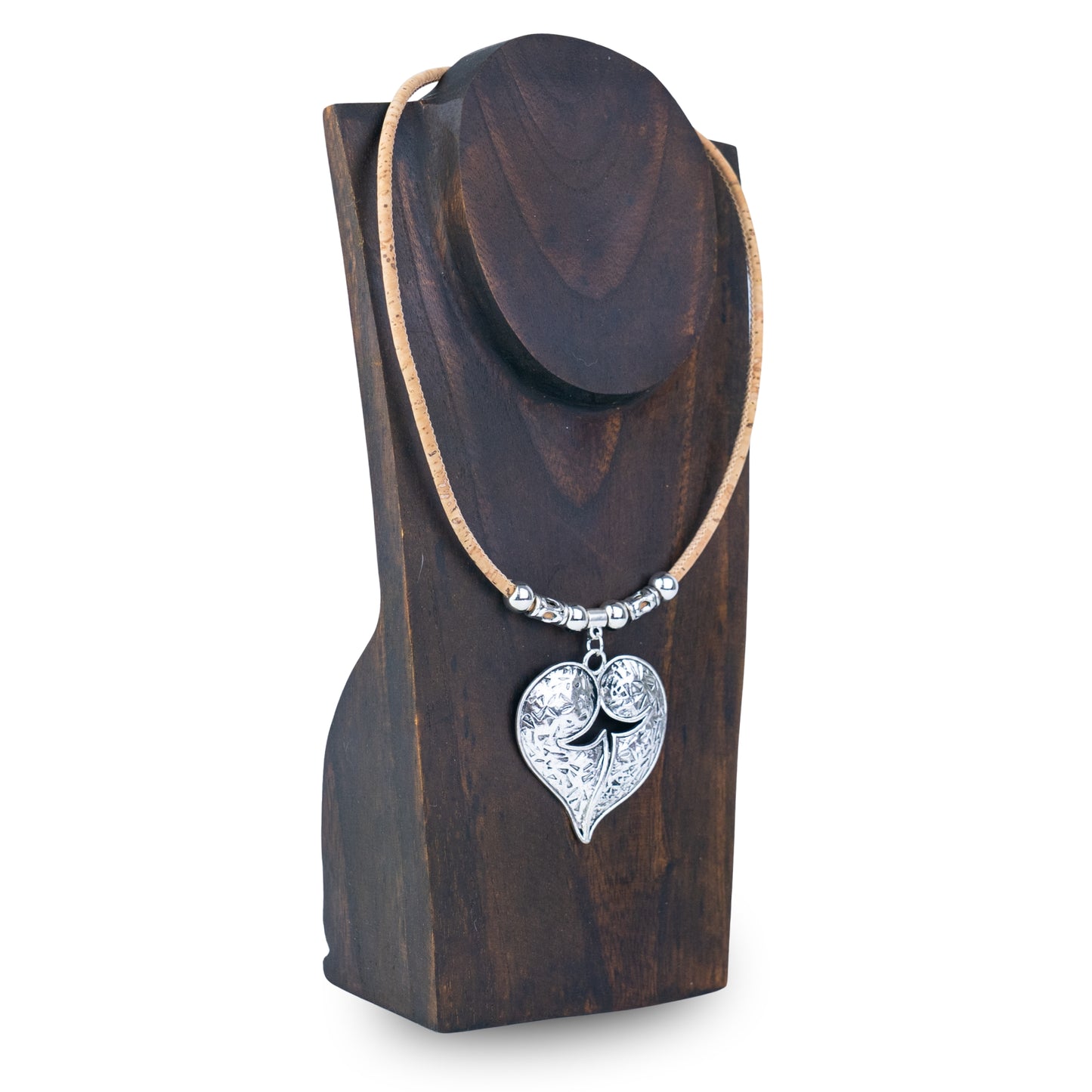 handmade necklaces for women with natural cork cord and  Heart Pendant  NE-1086-5