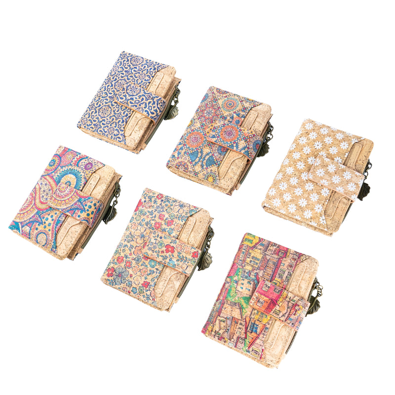 Cork Zipper Wallet – Mosaic and Floral Pattern BAGF-107