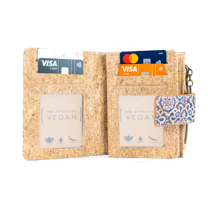 Cork Zipper Wallet – Mosaic and Floral Pattern BAGF-107