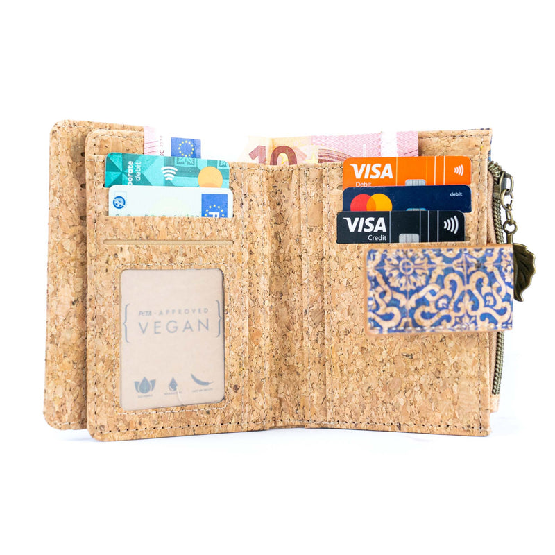 Cork Zipper Wallet – Mosaic and Floral Pattern BAGF-107