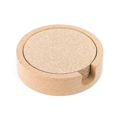 Natural Cork Coaster Set with Storage Tray L-1079