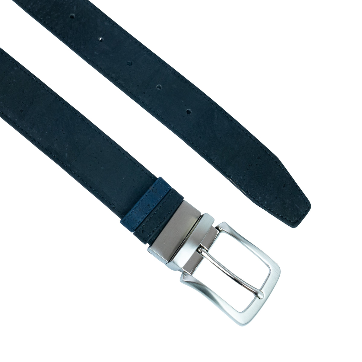 Men's Reversible Cork Belt – Black & Dark Blue, 125 cm | L-1044A