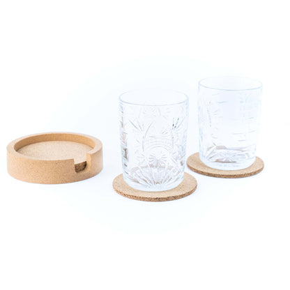 Natural Cork Coaster Set with Storage Tray L-1079