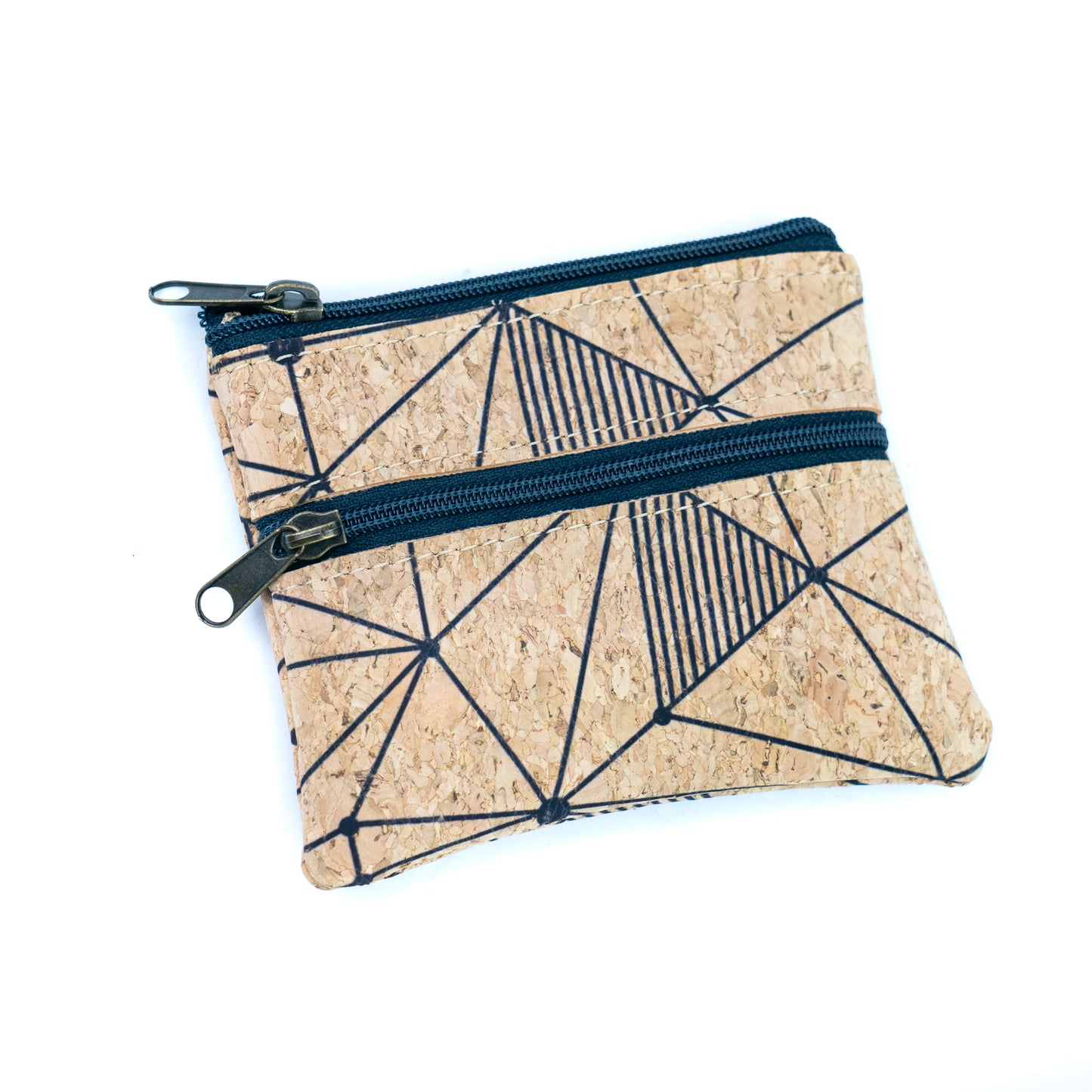 5pcs | Natural Cork Double-Zip Coin Purse BAGP-381