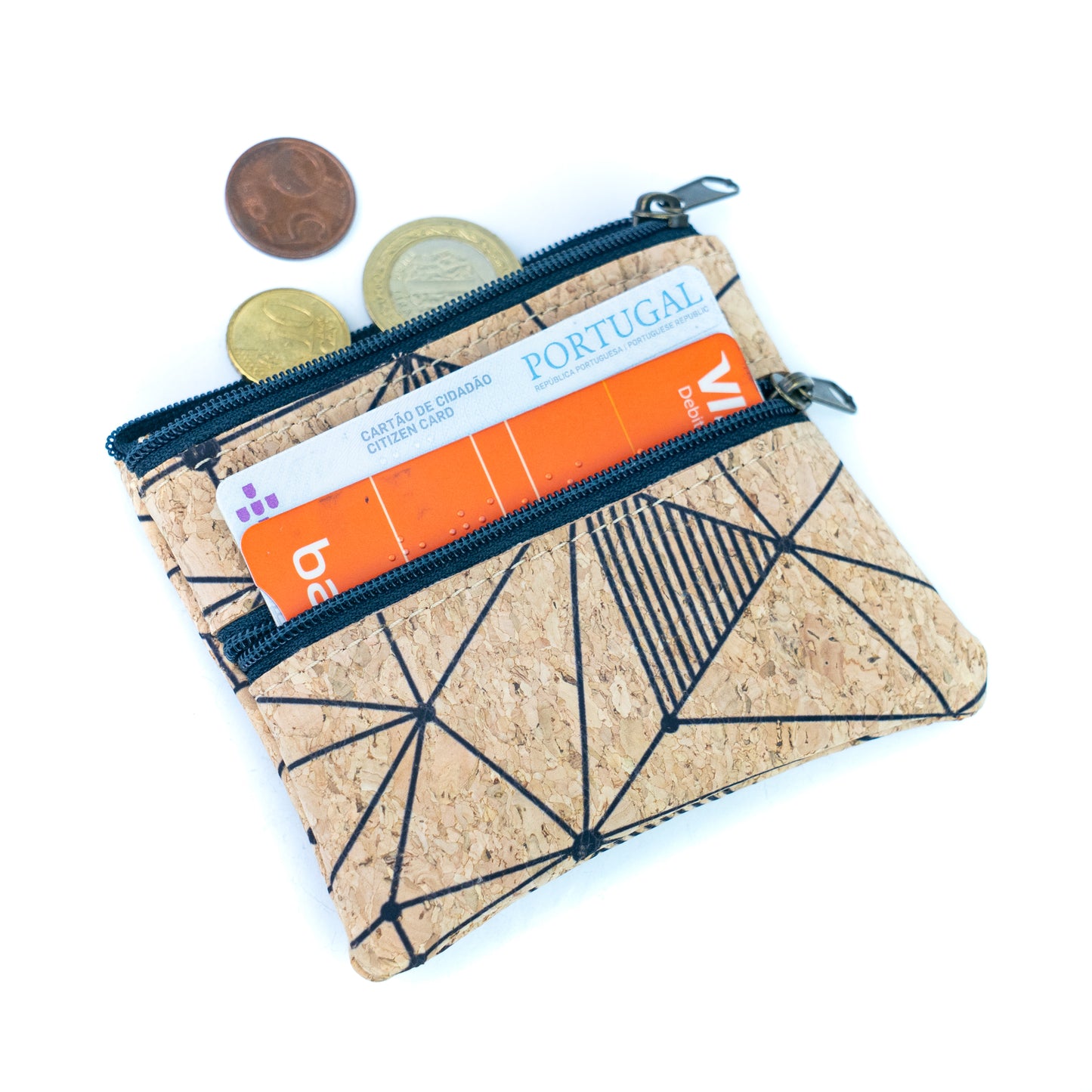 5pcs | Natural Cork Double-Zip Coin Purse BAGP-381