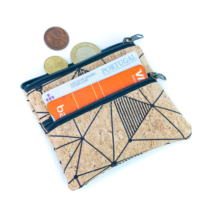 5pcs | Natural Cork Double-Zip Coin Purse BAGP-381
