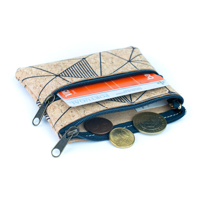 5pcs | Natural Cork Double-Zip Coin Purse BAGP-381