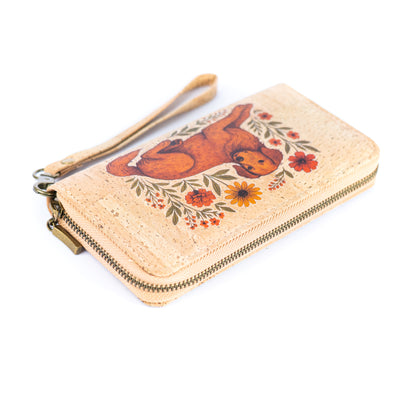 Cork Wallet with Wrist Strap – Dog, Cat, Fox & Squirrel Designs BAG-2020-ABCD