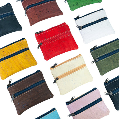 5pcs | Natural Cork Double-Zip Coin Purs BAGP-382