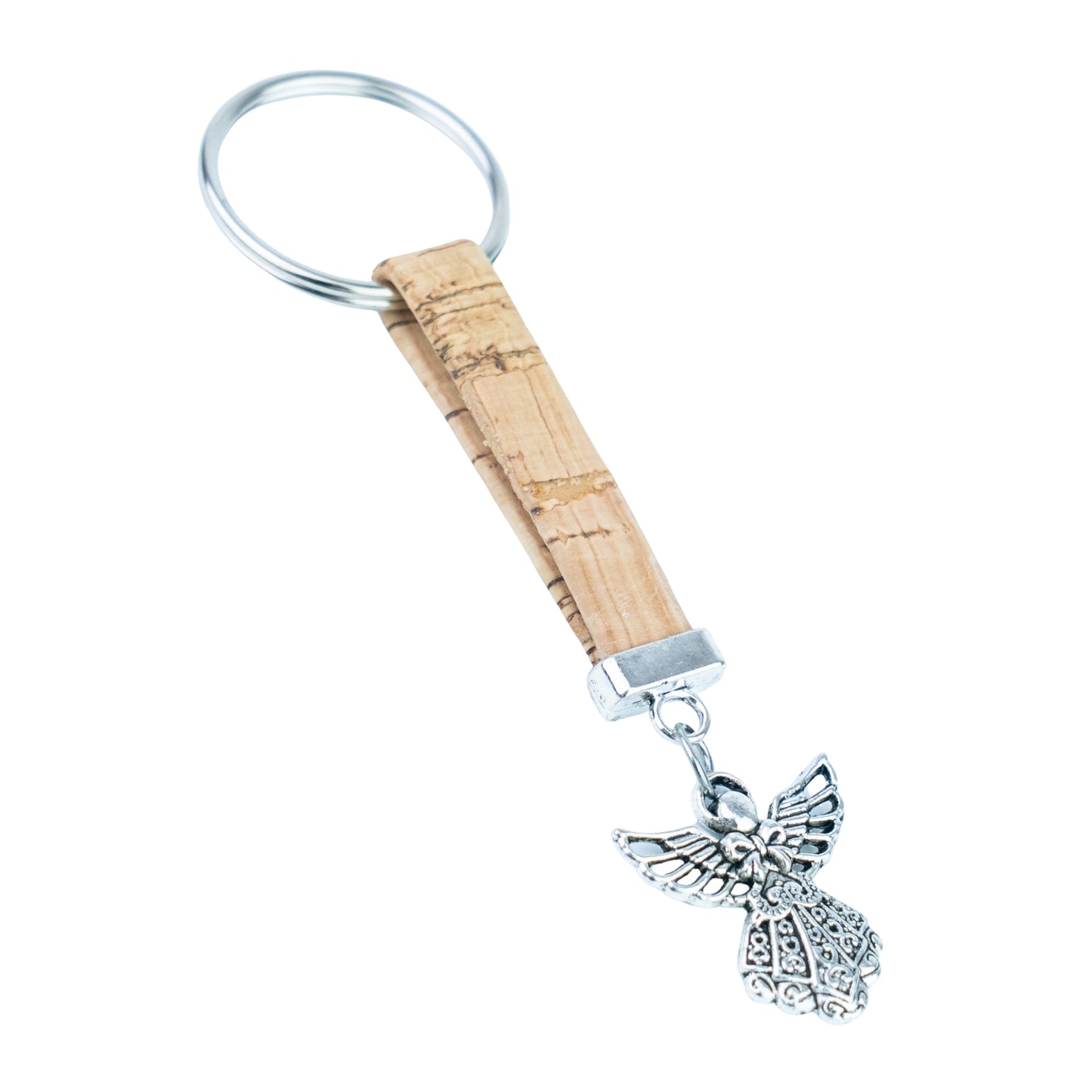 10mm Flat Cork Cord Angel Keychain – Assorted 10 Colors  I-077-MIX-10