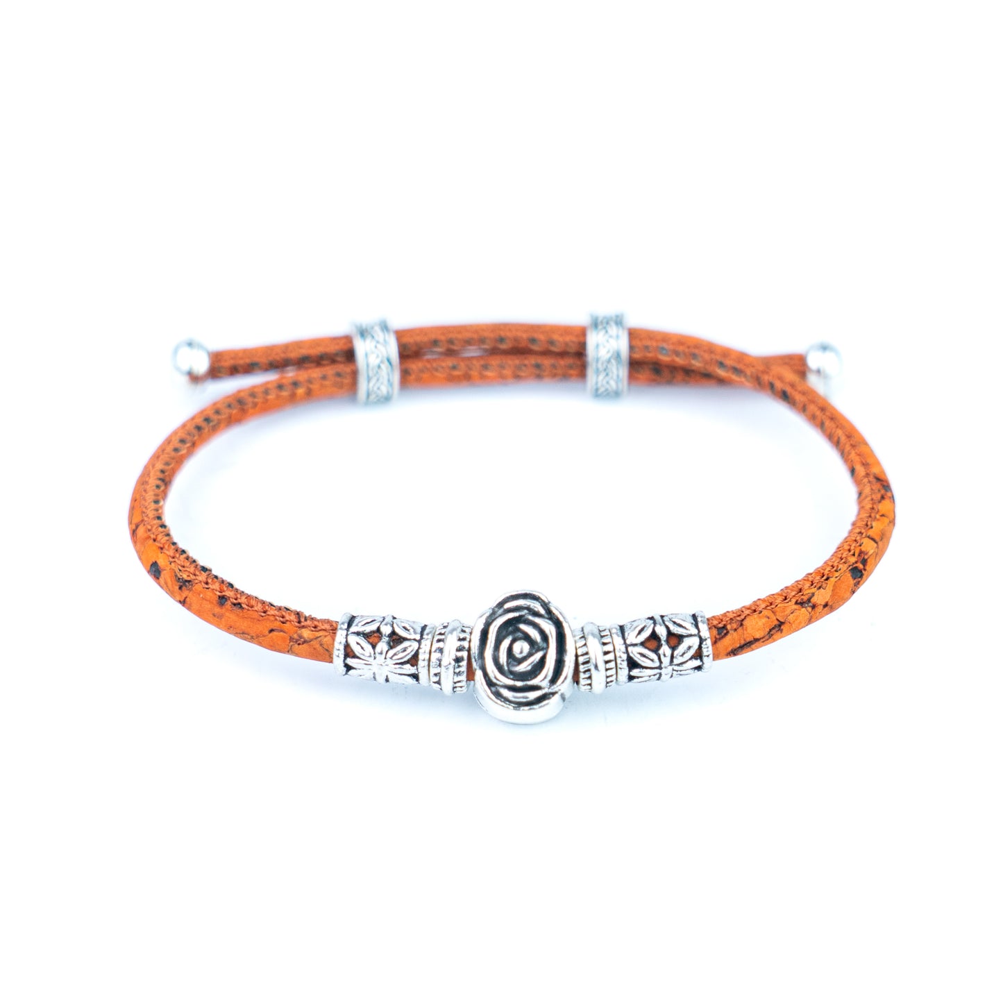 3mm Round Cork Bangle | Ceramic Beads & Alloy Fittings | Handmade, Adjustable | 10 Mixed Colors BR-226-MIX-10