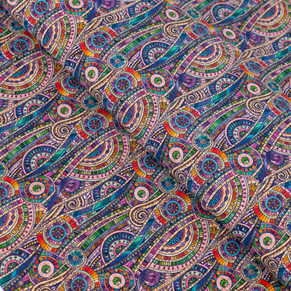 Vibrant Multicolor Abstract Pattern Cork Fabric COF-572