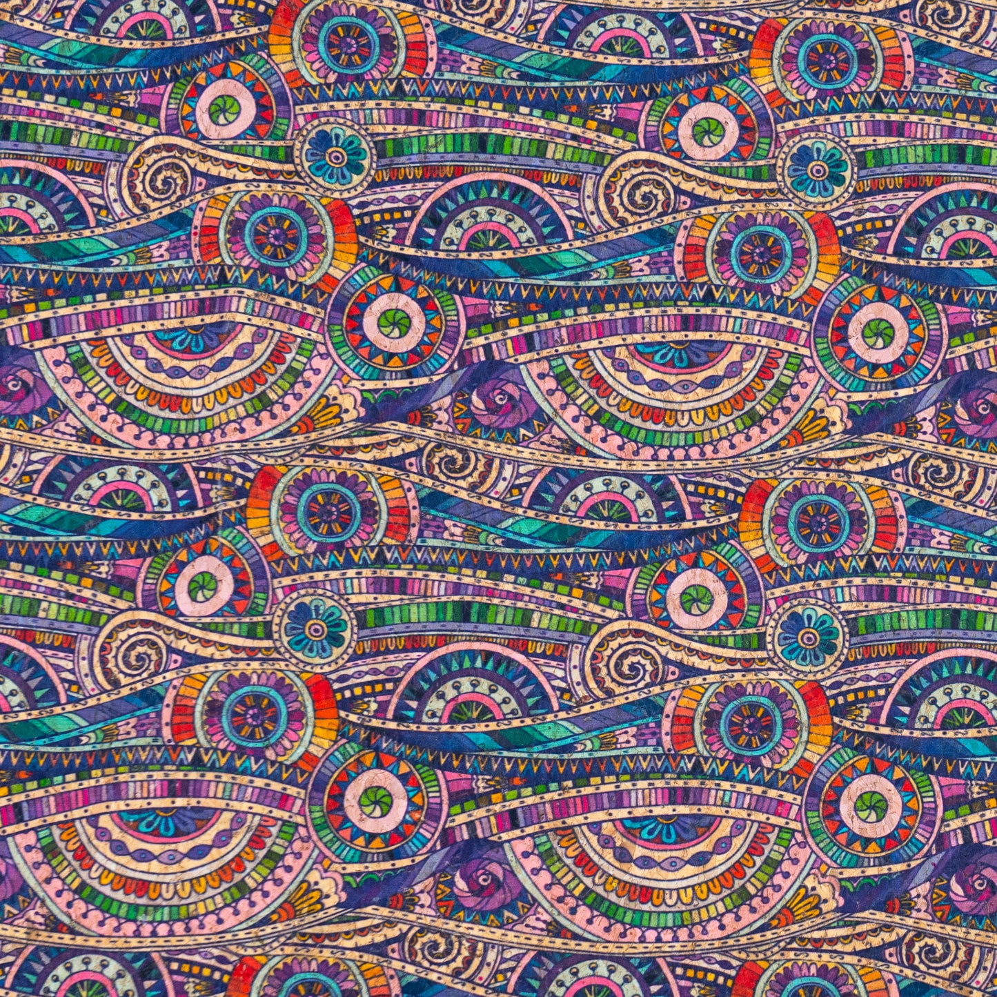 Vibrant Multicolor Abstract Pattern Cork Fabric COF-572
