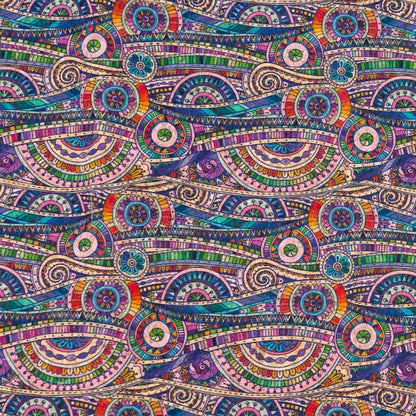 Vibrant Multicolor Abstract Pattern Cork Fabric COF-572